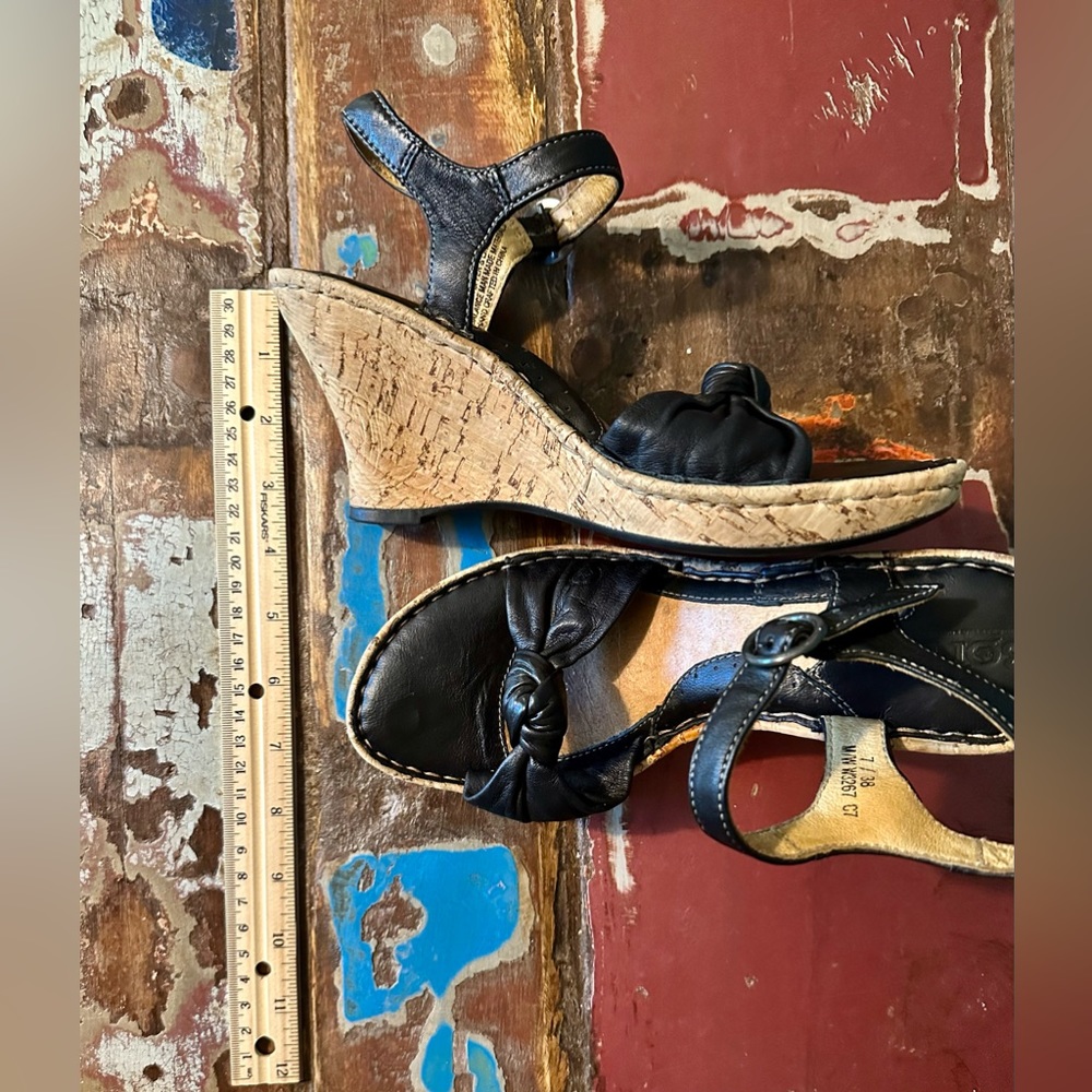 Born Leather Wedge Sandals - Picture 5 of 8